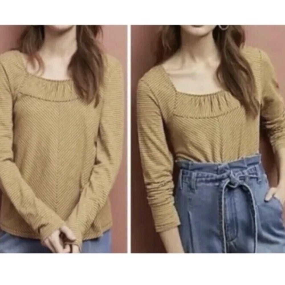 Maeve Anthropologie Striped Long Sleeve Shirt M - Picture 2 of 4